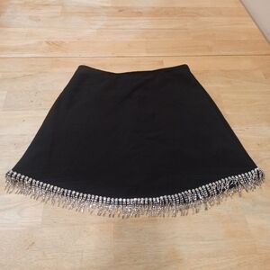 Lulu's Glam Occasion Black Rhinestone Bodycon Mini Skirt Size XS